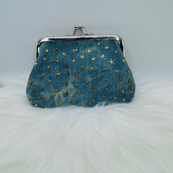 Star Print Blue Jean Coin Purse in light blue - Picture 4 of 4